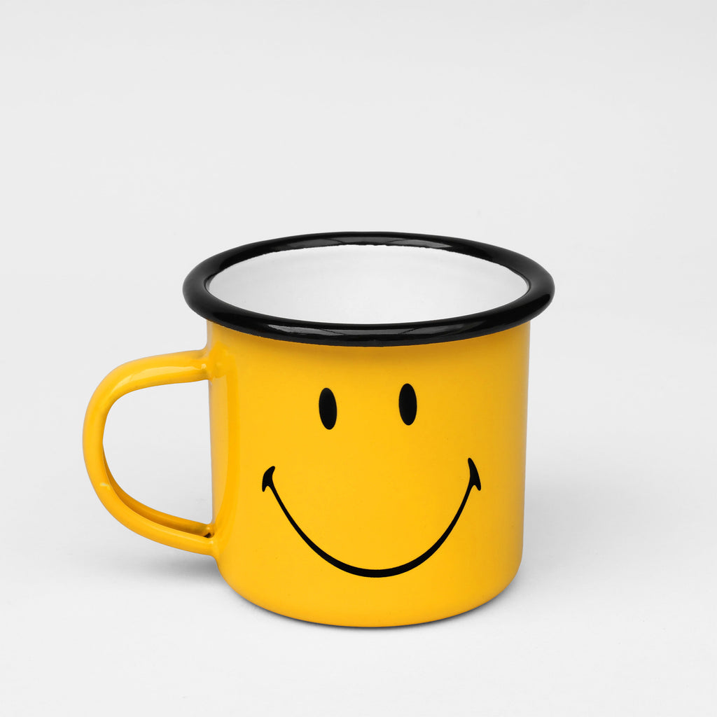 Smiley Enamel Mug - Enamelware for the happy hamper