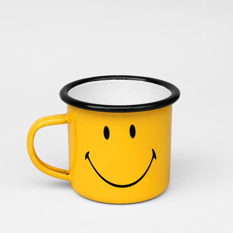 Smiley Enamel Mug - Enamelware for the happy hamper