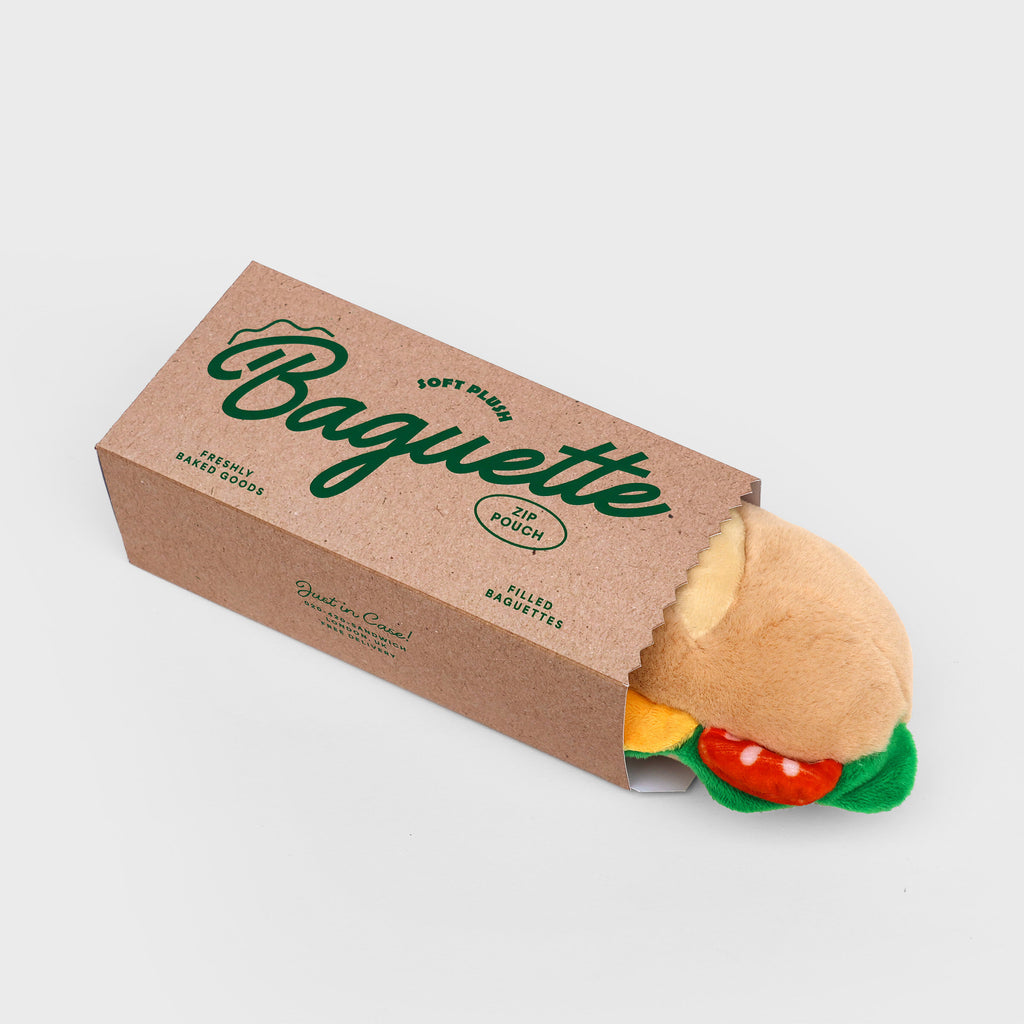 Plush Baguette Zip Pouch -  Squishy sandwich zip-up case