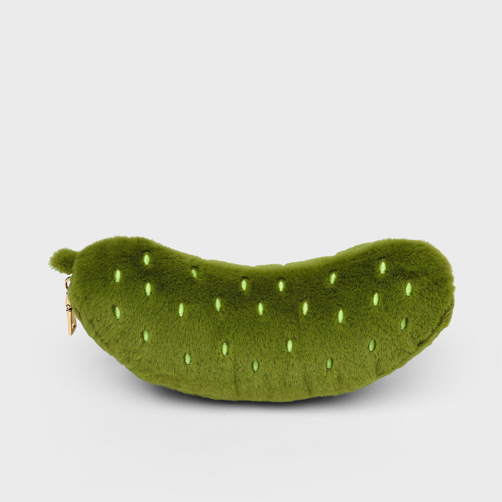 Plush Pickle Zip Pouch - Squishy gherkin zip-up case