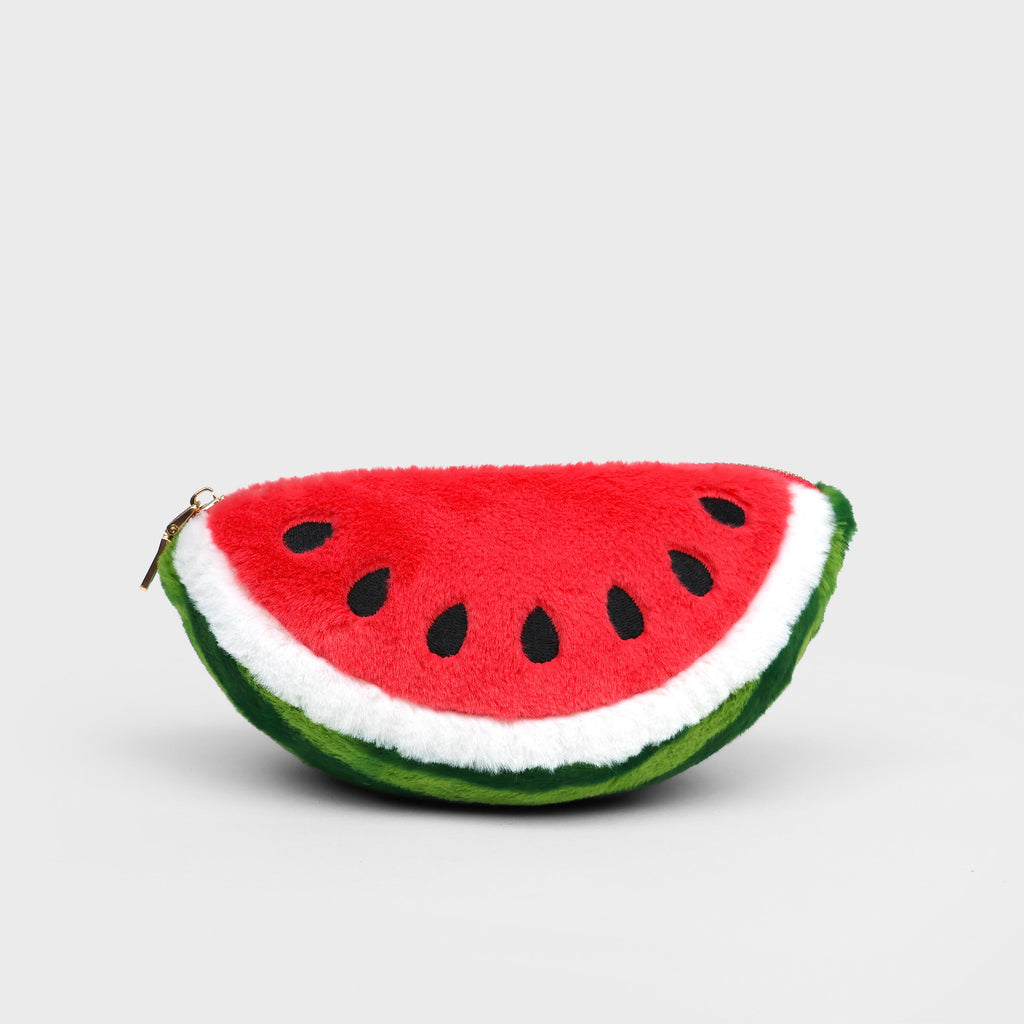 Plush Watermelon Zip Pouch - Squishy melon zip-up case