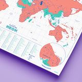 Neon Scratch Map | Coral