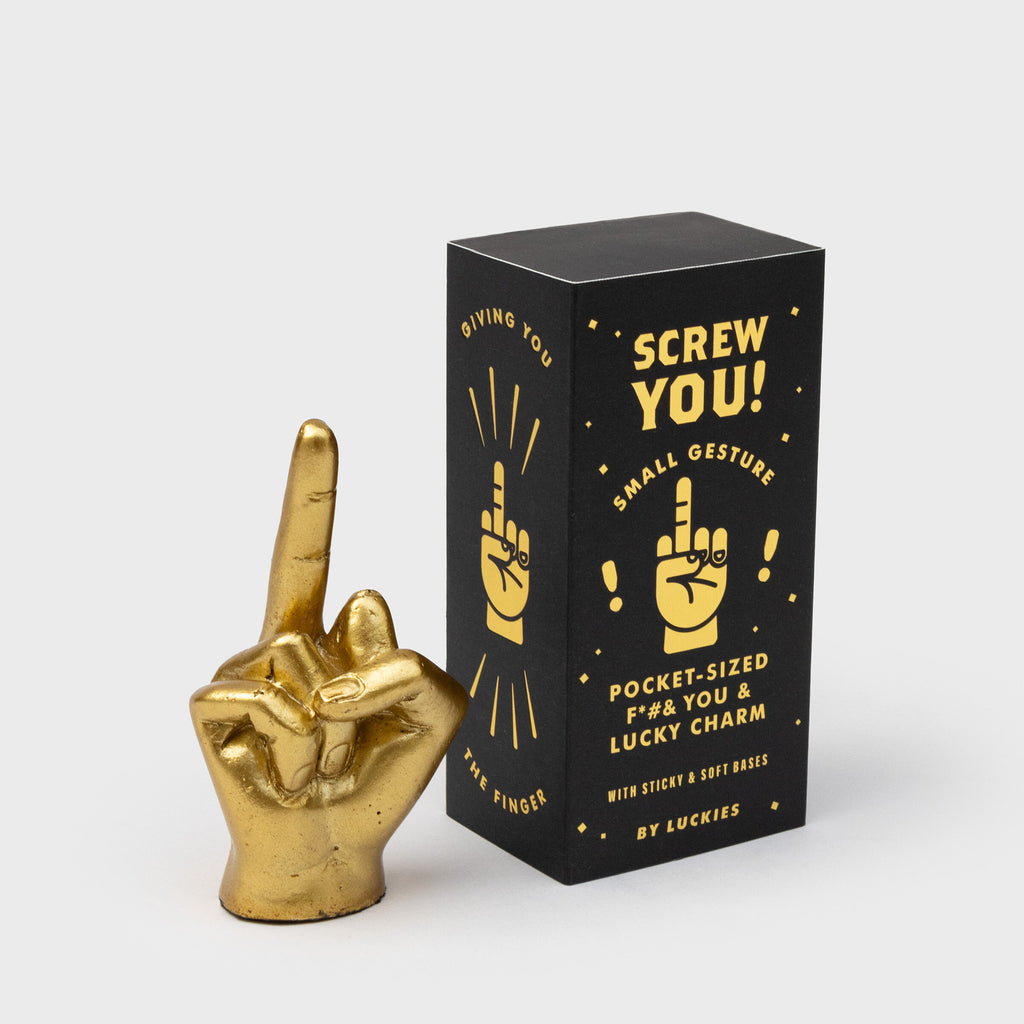 Screw You – Golden Middle Finger Lucky Charm | SUCK UK